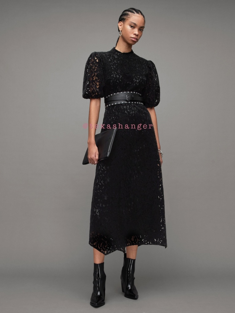 NWT ALLSAINTS Camila Lace Midi Dress US 0 / UK4 /EU 32